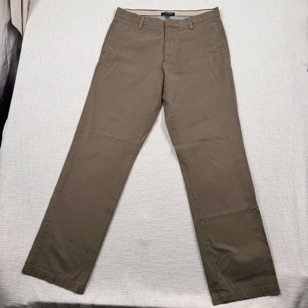 Banana Republic Gavin Straight Leg Chino Men 33x34 Moose Brown Cotton Flat Front